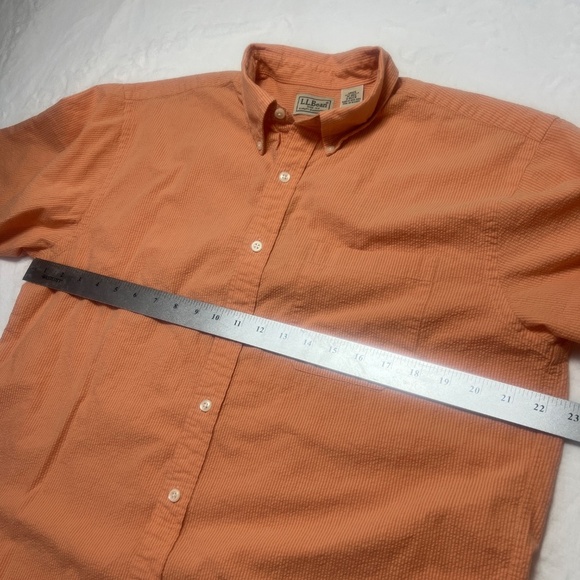 LL Bean Men’s Short Sleeve Burnt Orange Check Shirt 100% Cotton - Picture 6 of 8